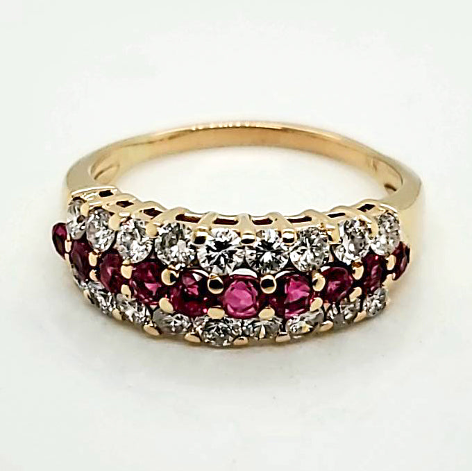 14kt Yellow Gold Ruby and Diamond Band Ring