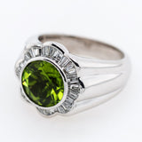 14kt White Gold Peridot and Diamond Ring