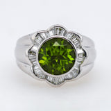 14kt White Gold Peridot and Diamond Ring