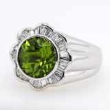 14kt White Gold Peridot and Diamond Ring