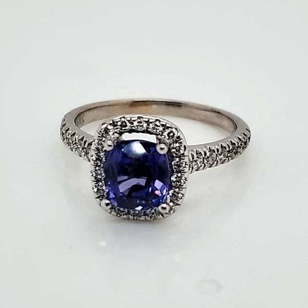 14kt White Gold Tanzanite and Diamond Ring