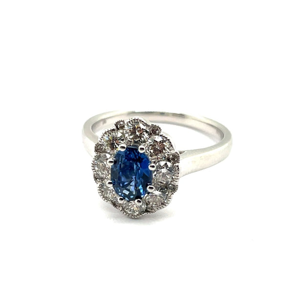 18Kt White Gold 1.74Ctw Sapphire And Diamond Ring