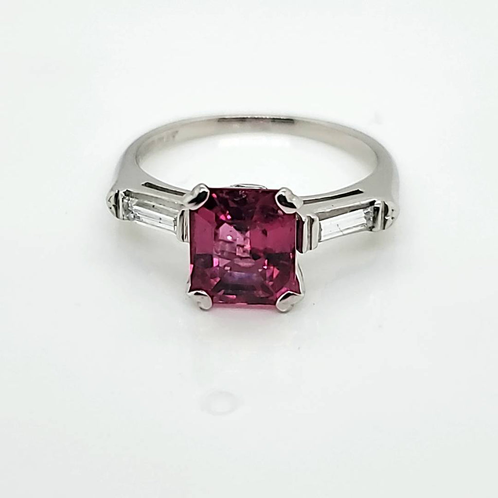 Platinum Pink Tourmaline and Diamond Ring