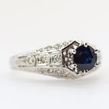 18kt White Gold Blue Sapphire and Diamond Ring