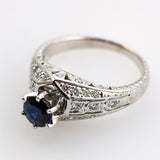 18kt White Gold Blue Sapphire and Diamond Ring