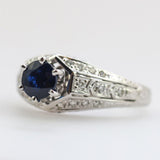 18kt White Gold Blue Sapphire and Diamond Ring