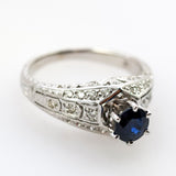 18kt White Gold Blue Sapphire and Diamond Ring