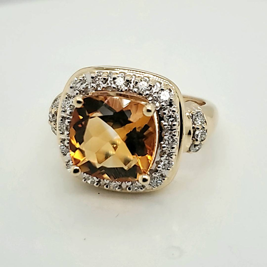 14kt Yellow Gold Citrine and Diamond Ring