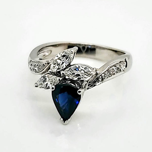 14kt White Gold Sapphire and Diamond Ring