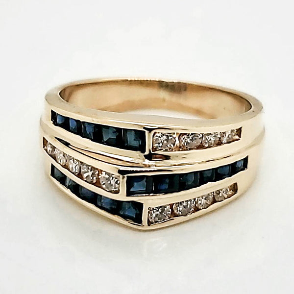 14kt Yellow Gold Diamond and Sapphire Ring