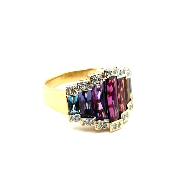 18kt Yellow Gold Tourmaline And Diamond Fashion Ring