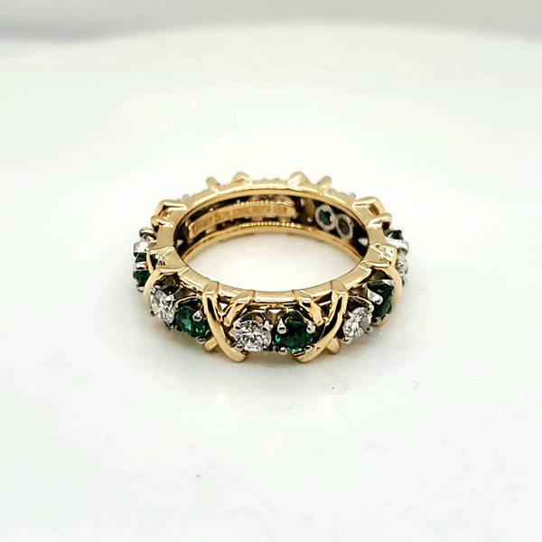 Pre-Owned Tiffany & Co Schlumberger 18kt Yellow Gold Emerald and Diamond Ring