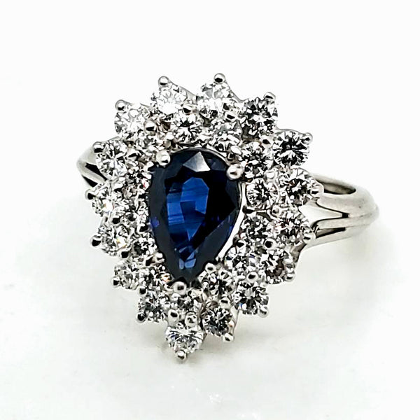 Platinum Sapphire and Diamond Ring