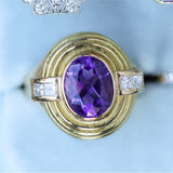 18kt Yellow Gold Amethyst and Diamond Ring