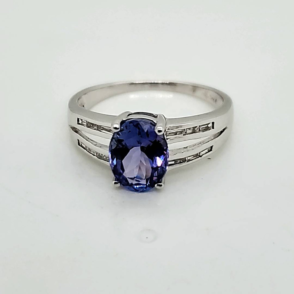 14kt White Gold Tanzanite and Diamond Ring