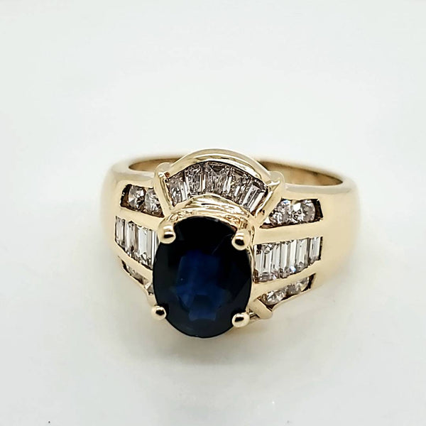 14kt Yellow Gold sapphire and Diamond Ring