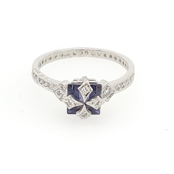 Cathy Waterman platinum, diamond & iolite fashion ring