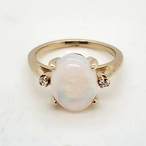 14kt Yellow Gold Opal and Diamond Ring