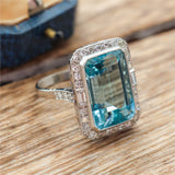 Platinum Aquamarine and Diamond Ring