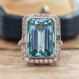 Platinum Aquamarine and Diamond Ring