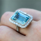 Platinum Aquamarine and Diamond Ring