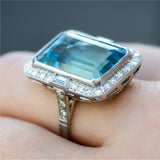 Platinum Aquamarine and Diamond Ring