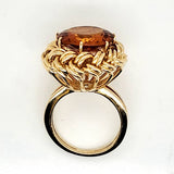 Vintage Mid-century 18kt Yellow Gold Large Madeira Citrine Ring