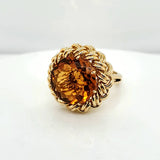 Vintage Mid-century 18kt Yellow Gold Large Madeira Citrine Ring