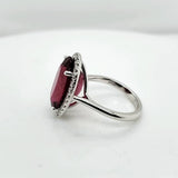 14kt White Gold 9.84 Carat Rubelite Tourmaline and Diamond Ring