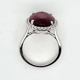 14kt White Gold 9.84 Carat Rubelite Tourmaline and Diamond Ring