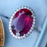 14kt White Gold 9.84 Carat Rubelite Tourmaline and Diamond Ring