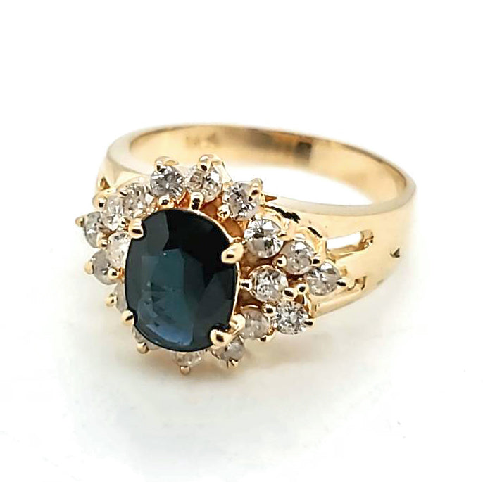 14kt Yellow Gold Sapphire and Diamond Ring