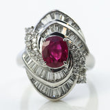 Platinum 3.09Ctw Ruby And Diamond Swirl Motif Ring