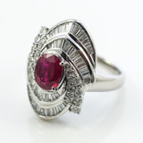 Platinum 3.09Ctw Ruby And Diamond Swirl Motif Ring