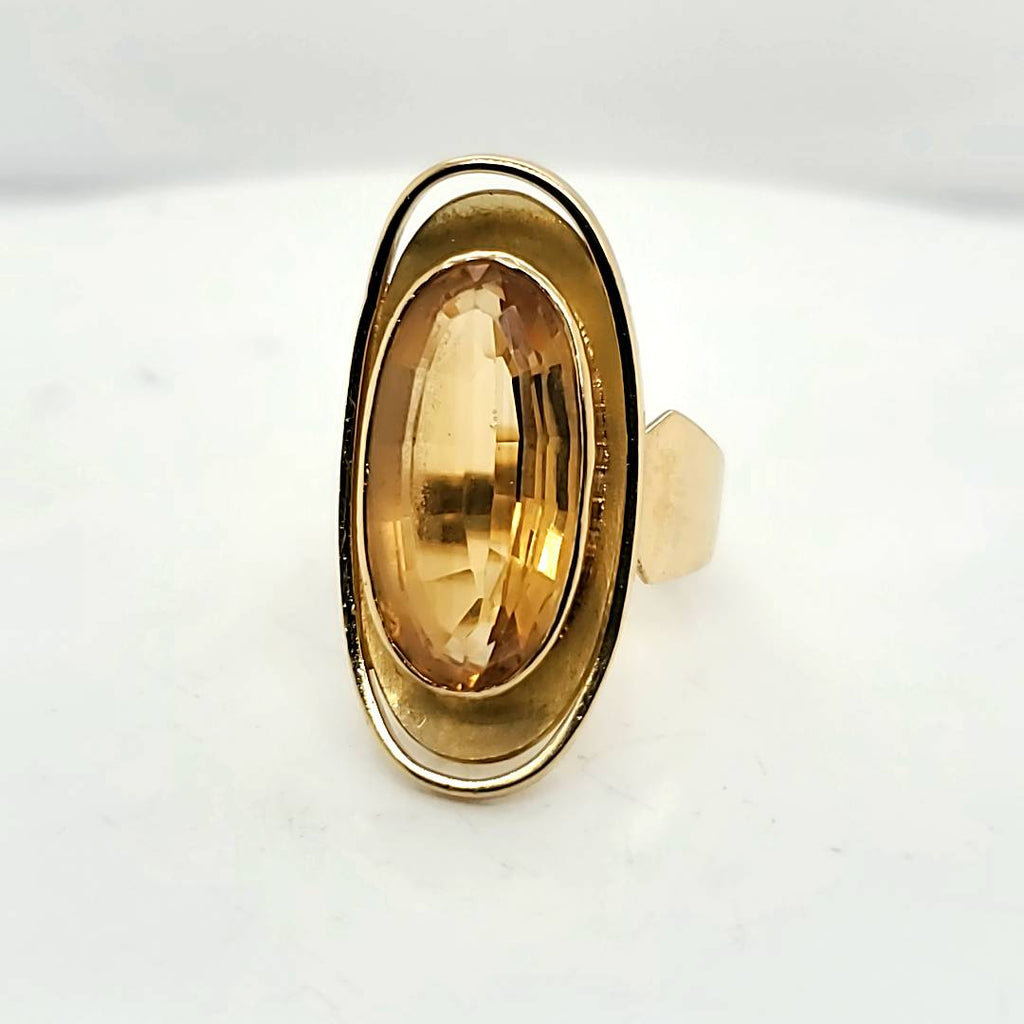 Modernist 18kt Yellow Gold Citrine Ring