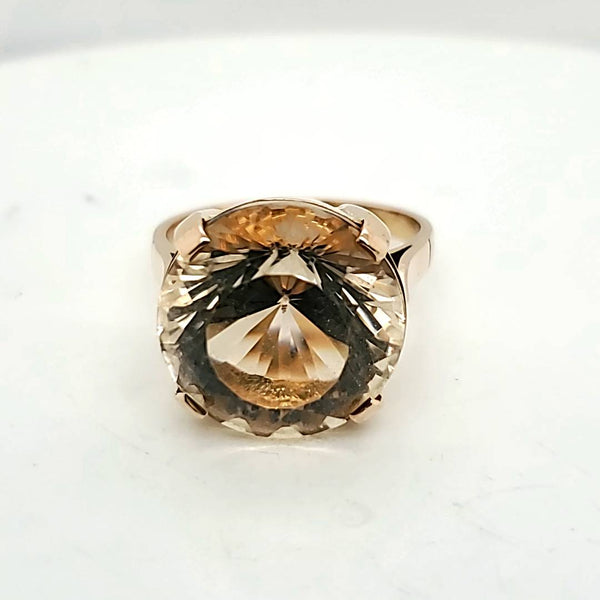 14kt Yellow Gold Round Smoky Quartz Ring