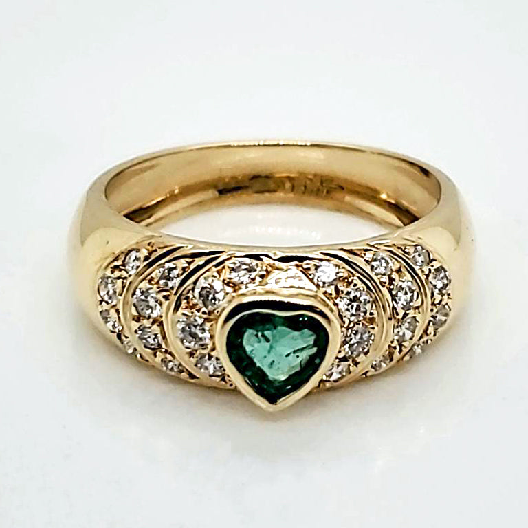 14kt Yellow Gold Emerald and Diamond Ring