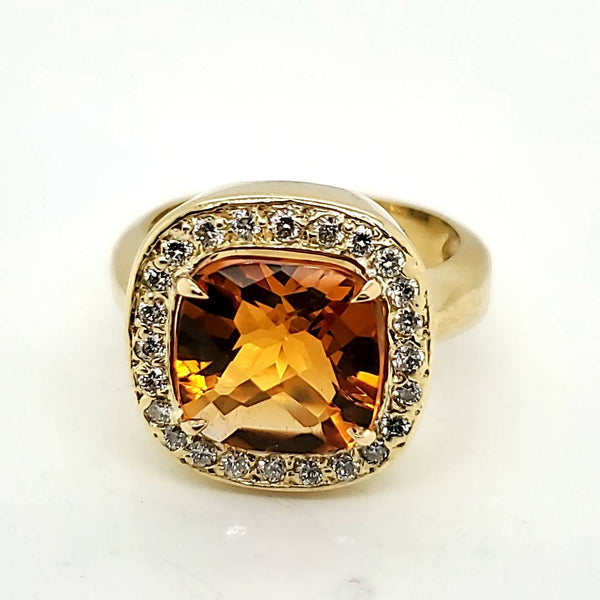 18kt Yellow Gold Citrine and Diamond Ring