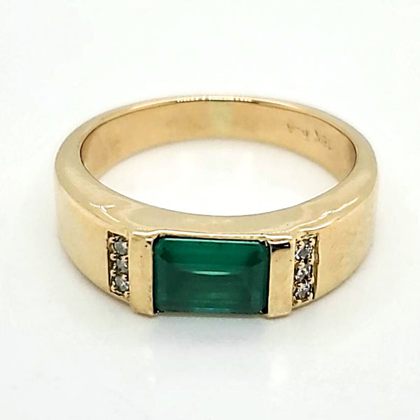18kt Yellow Gold Emerald and Diamond Ring