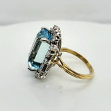 18kt Gold Aquamarine and Diamond Ring