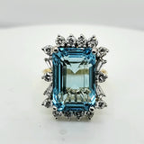 18kt Gold Aquamarine and Diamond Ring