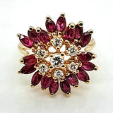 14kt yellow gold diamond & ruby ring