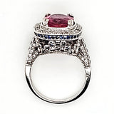 14kt White Gold Pink Tourmaline Diamond and Sapphire Ring