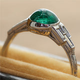 Art Deco Platinum Emerald and Diamond Ring