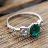 Art Deco Platinum Emerald and Diamond Ring