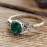 Art Deco Platinum Emerald and Diamond Ring