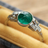 Art Deco Platinum Emerald and Diamond Ring