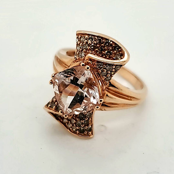 14kt Rose Gold Morganite and Diamond Ring