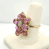 14kt Yellow Gold Pink Sapphire and Diamond Floral Ring