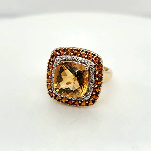 14kt Yellow Gold Citrine and Diamond Ring